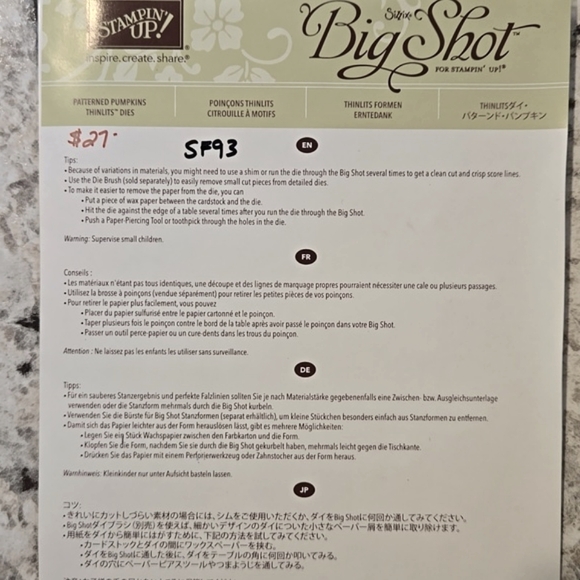 Stampin\' Up! Pick a Pumpkin Stamp Set & Patterned Pumpkin Thinlits Dies Bundle